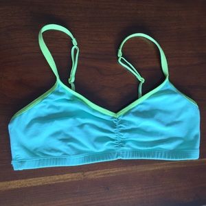 pastel mint green with neon yellow trim bralette
