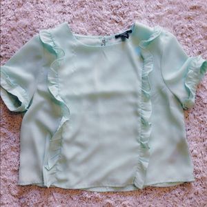 Mint ruffle crop top