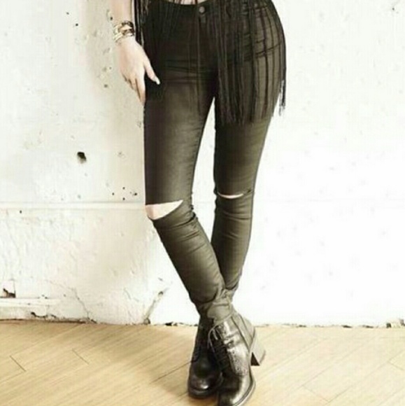 Kendall&Kylie Black Waxed High Waisted Skinny Pant