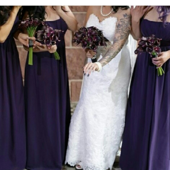 2 eggplant bridesmaids dresses from Alfred angelo