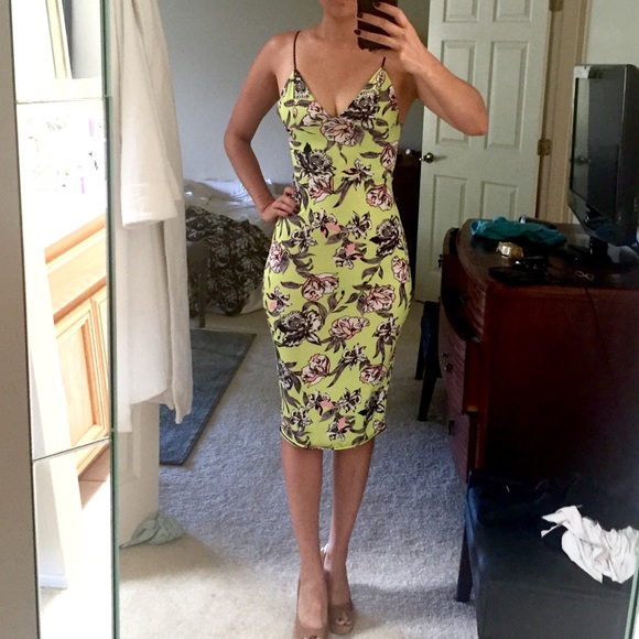Midi green floral dress