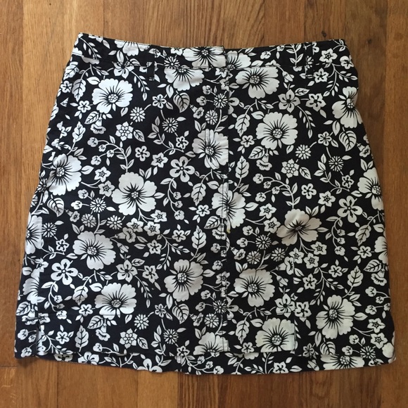 Black and white floral skirt
