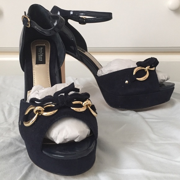 WHBM Chain Link Peep Toe Heels