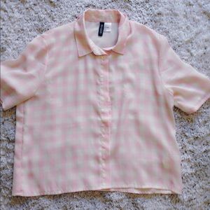Pink gingham sheer crop top