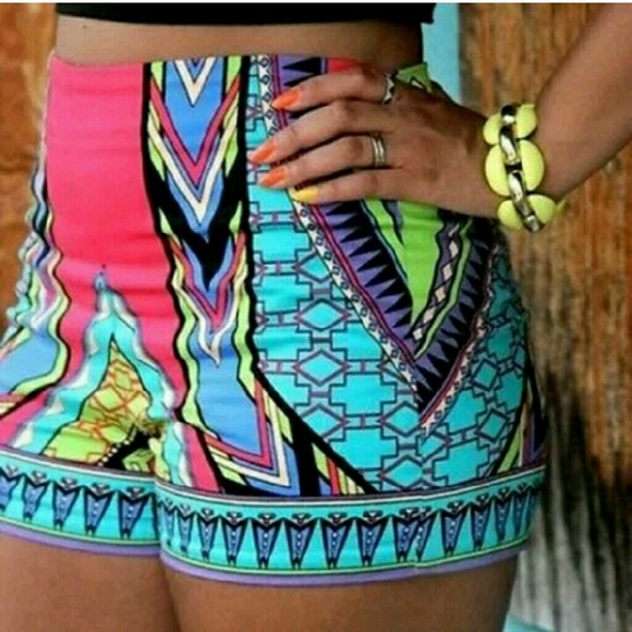 Bright aztec spandex type shorts