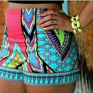 Bright aztec spandex type shorts