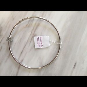 BNWT Lia Sophia silver bracelet w/ rhinestone cube