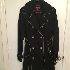 SALE! Black Merona Trench Coat with tan edging