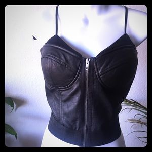 Zipper Leather Bustier