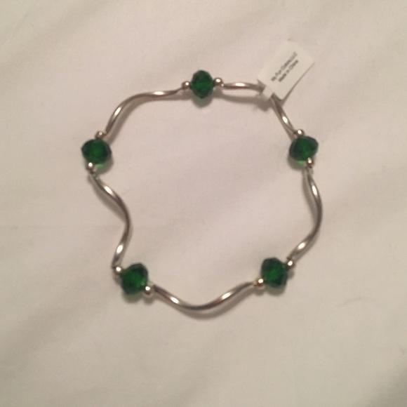 Silver and green bracelet