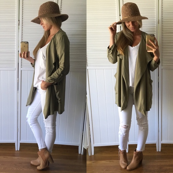 Sold | Gorgeous Olive Drape Open Blazer - Picture 4 of 4