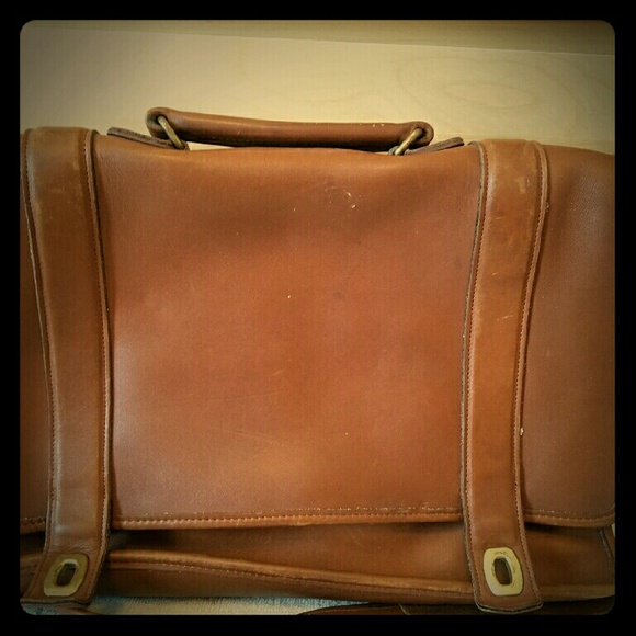 Vintage Coach  Tan Leather Briefcase