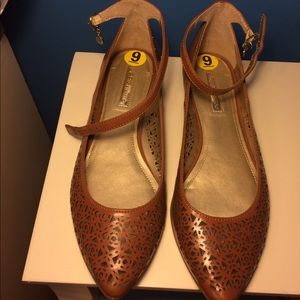 BCBGeneration ankle strap flats