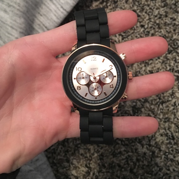 Black and gold watch