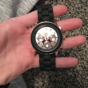 Black and gold watch