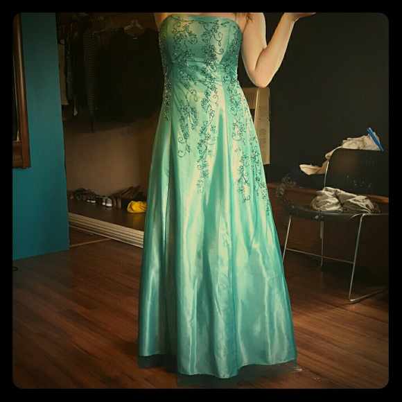 Teal prom dress