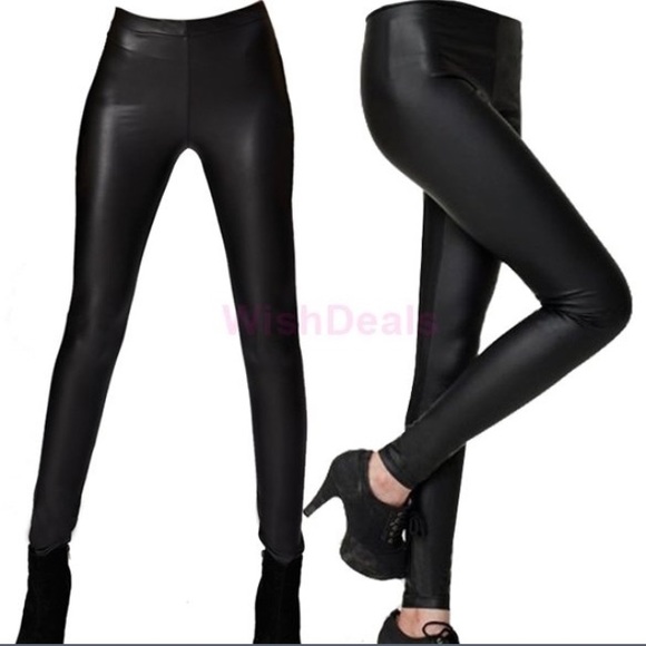 Black shiny leggings