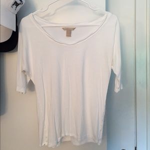 White Crop Sleeve Shirt