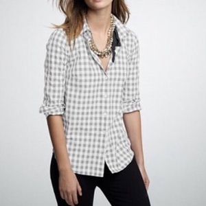 J. Crew Grey & White Gingham Button Down