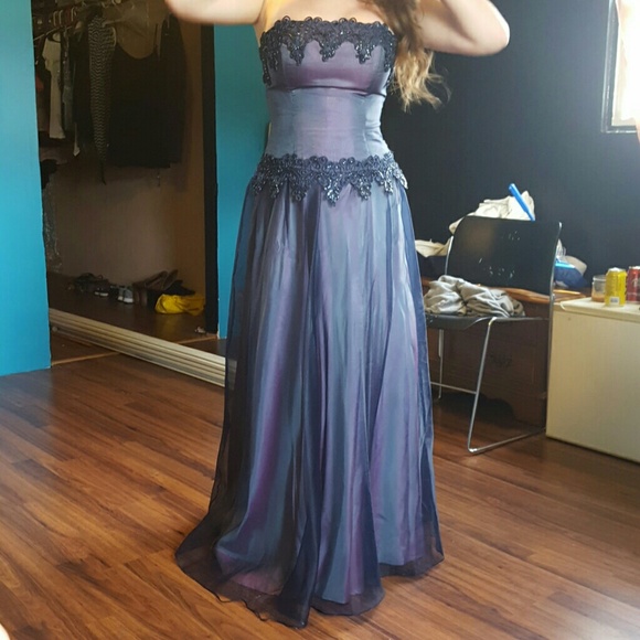 Navy blue with purple undertones prome dress.
