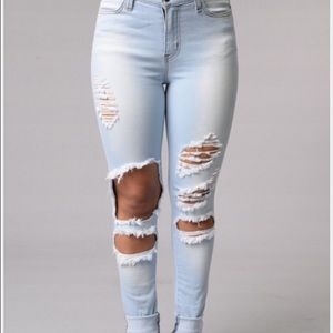 Fashion nova ripped jeans light wash skinny