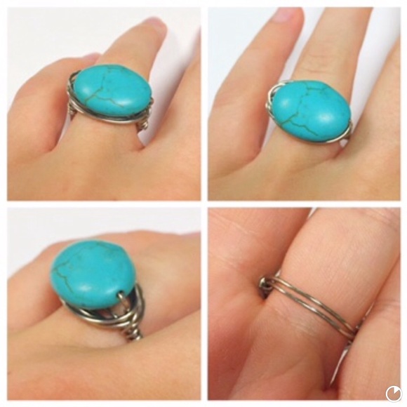 Handmade gemstone stainless steel wire ring - Picture 2 of 3