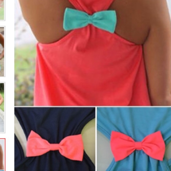 Cute Blue Anchor Tank Racerback with bow💕 - Picture 2 of 2
