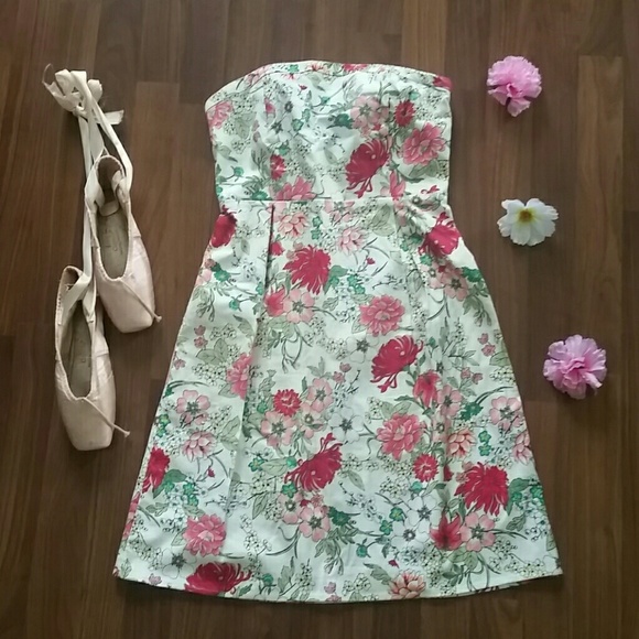 Strapless Floral Dress