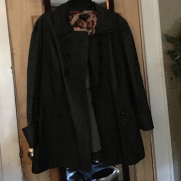 Black denim trench coat