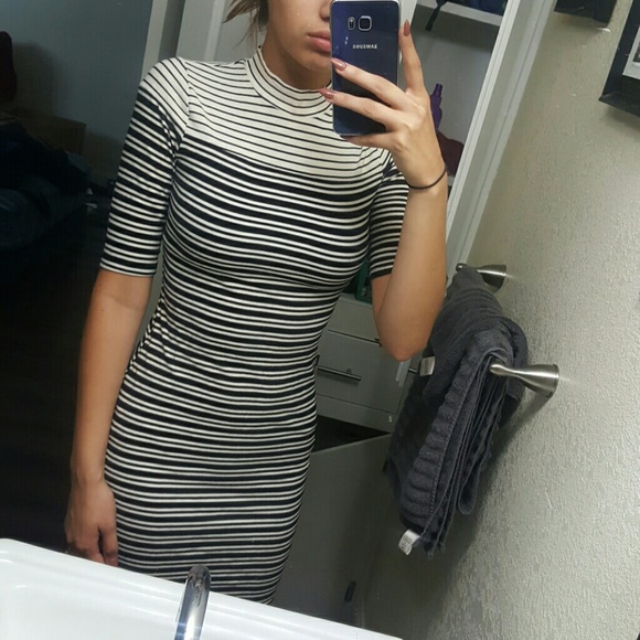 Black and white striped dress