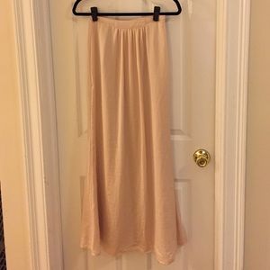 Pale pink silk maxi skirt