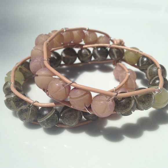 leather beaded wrap bracelet