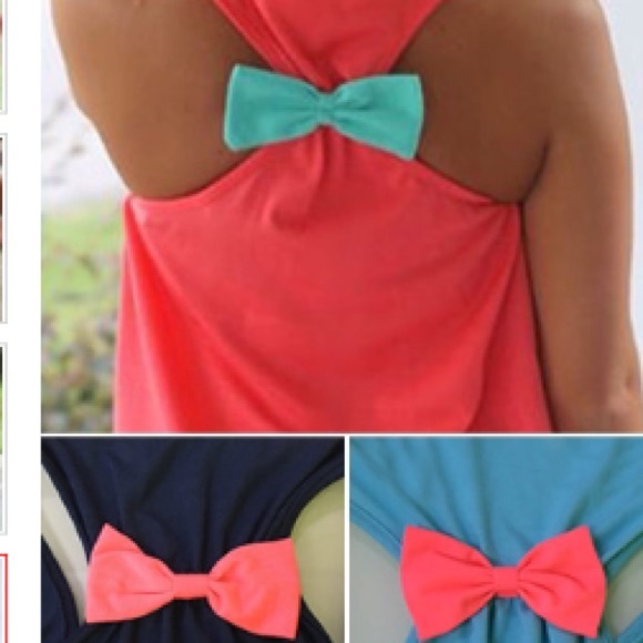 Cute Coral Anchor Tank Racerback with bow💕 - Picture 2 of 2