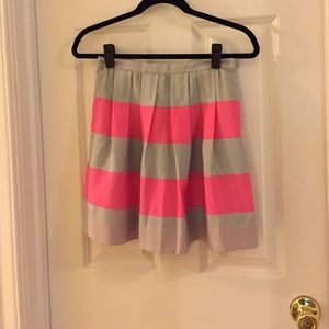 Pleated J Crew striped skirt