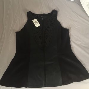Black, leather/suede peplum shirt NWT!