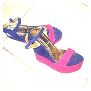 Yoki Color Block Suede Wedge
