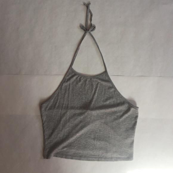 Grey halter crop top