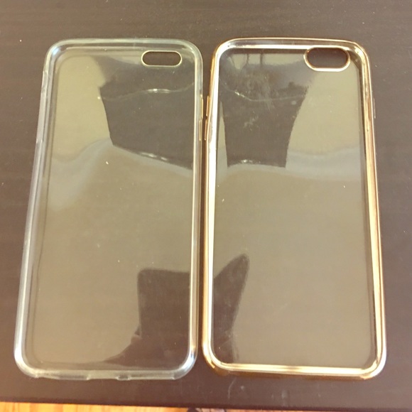 6/6s plus clear cases. One with a gold trim.