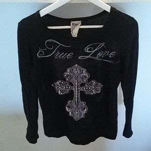 Thin sleeved black bling shirt