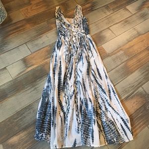 Michael Kors blue and white summer maxi dress