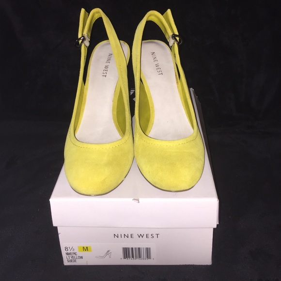 Nine West Suede Slingback Yellow Pumps