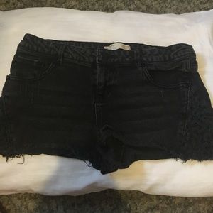 black distressed jean shorts