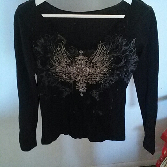Black blingy long sleeve tee