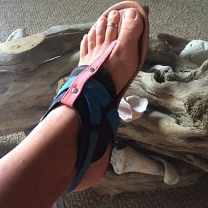 PINK Blue and black sandals