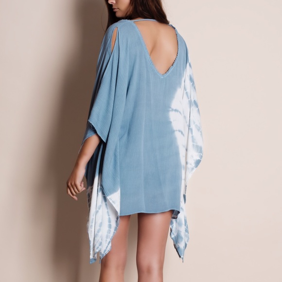 Open Sleeve Cold Shoulder Tie Dye Tunic - Picture 2 of 4