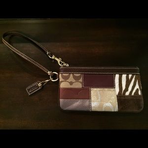 Authentic patchwork coach wristlet