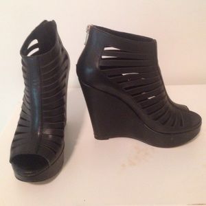 black caged wedges