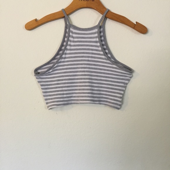 SOLD! grey and white striped halter top - Picture 2 of 2