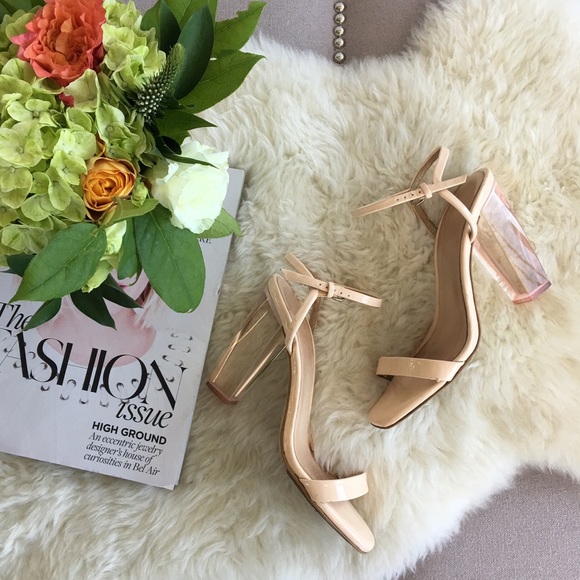zara clear block heels
