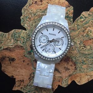 White Fossil watch